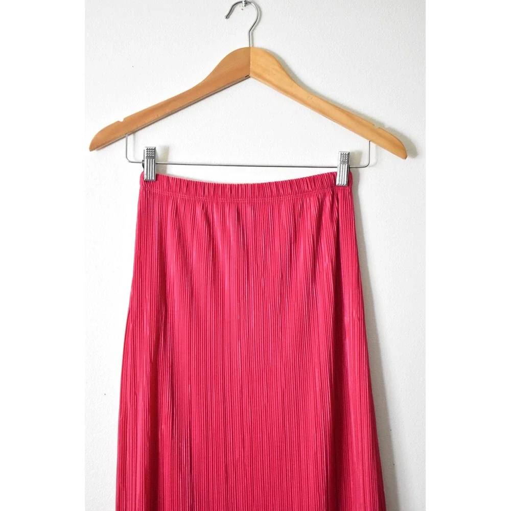 Slinky Brand Midi Skirt Women‎ S Hot Pink Vintage Pleated Elastic Waist 90s y2k